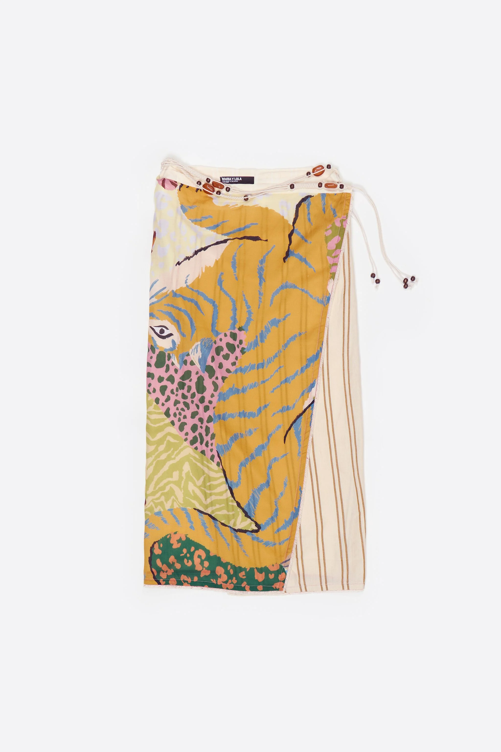 Saia sarongue de linho com patchwork selvagem