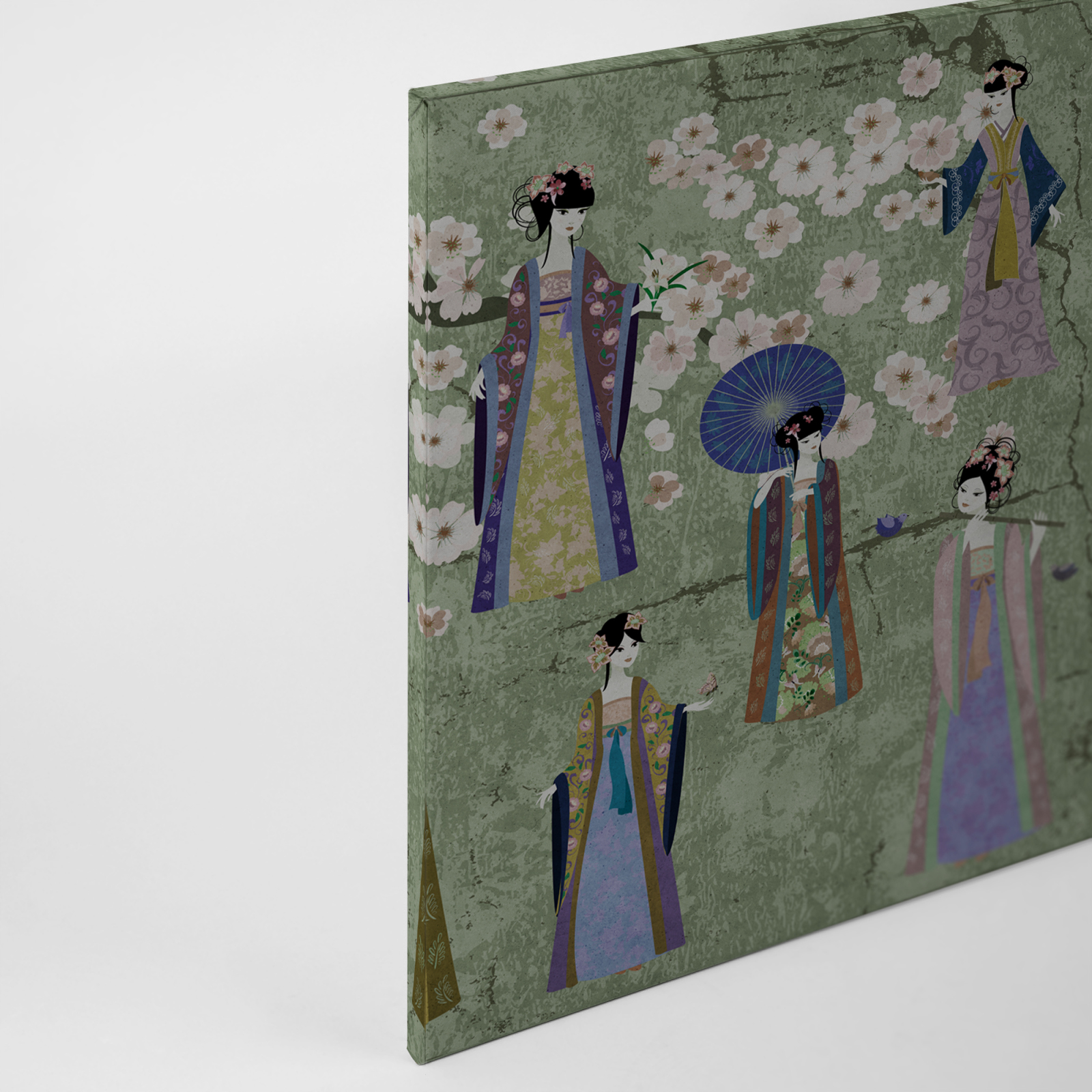 Leinwandbild KIMONO - grün-blau - 90x60 cm