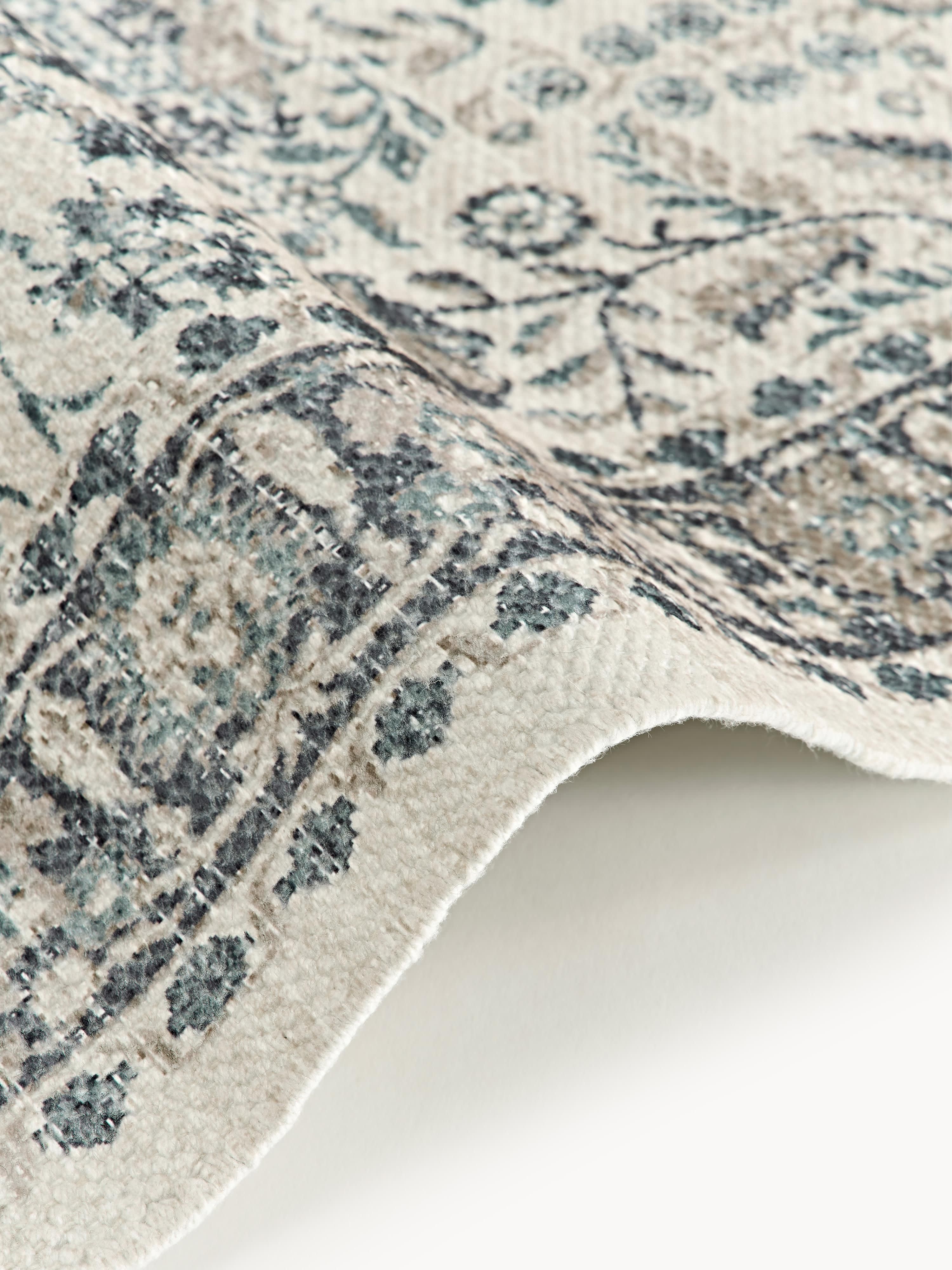 Handgeweven outdoor vloerkleed Tiara met vintage patroon
