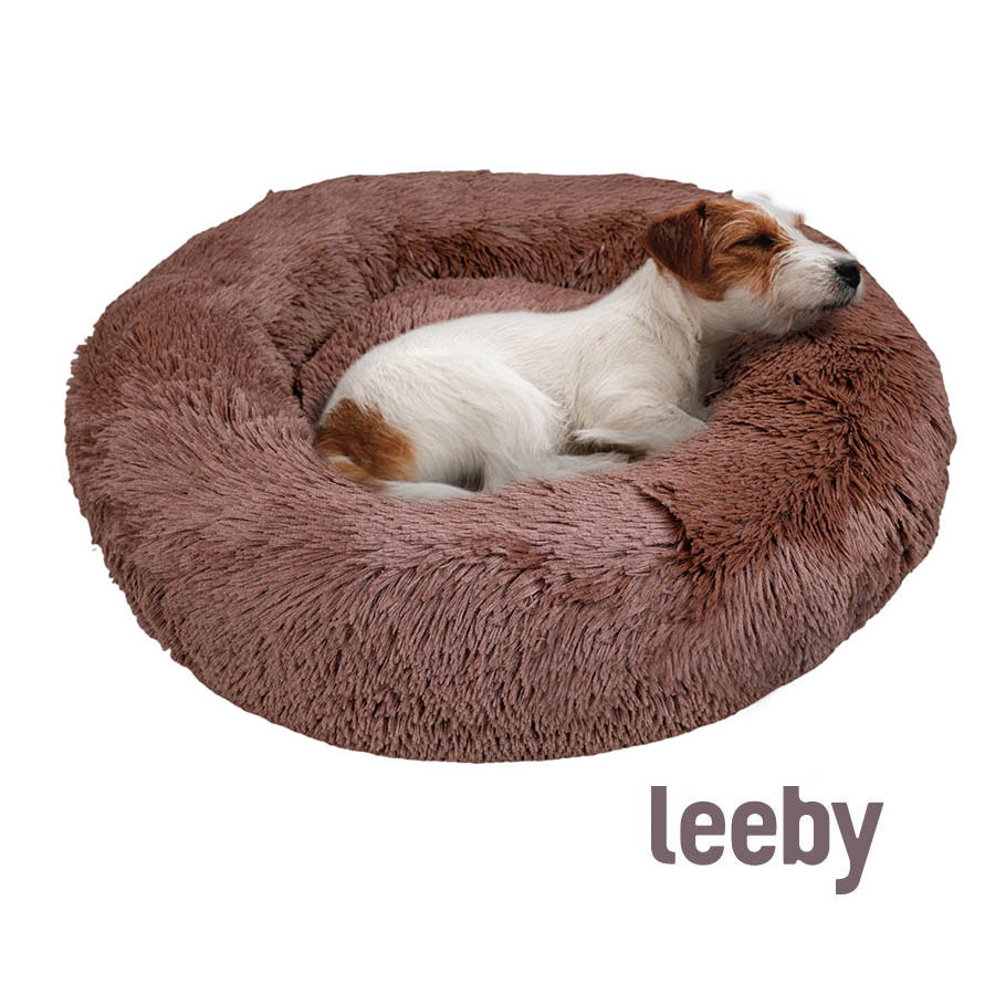 Cama redonda antiestresse marrom para cães Leeby