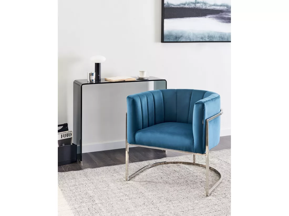 Fauteuil LARVIK Velours Bleu