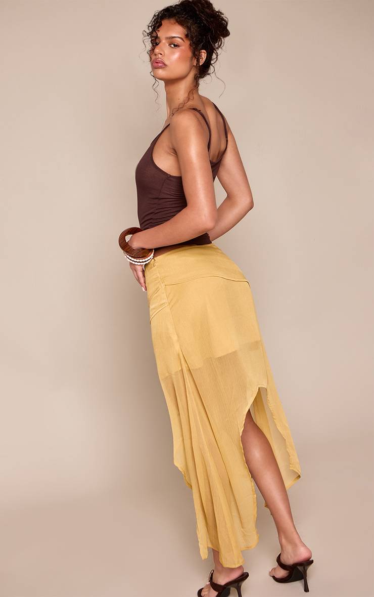 Vert Olive Jupe Midi En Mousseline