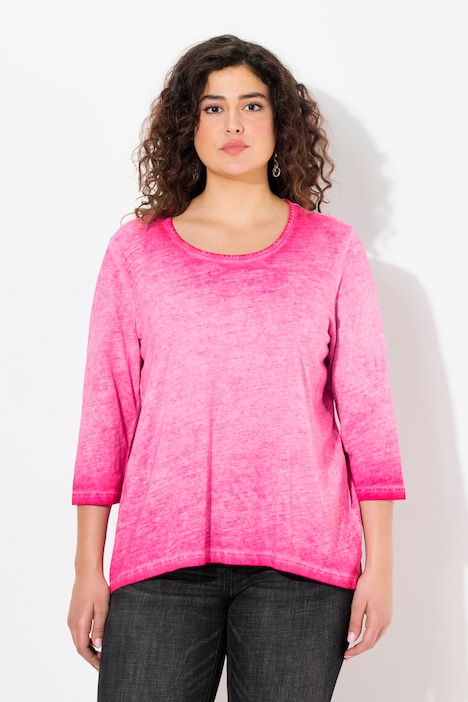Shirt, Zierfalten, A-Linie, Rundhals, 3/4-Arm