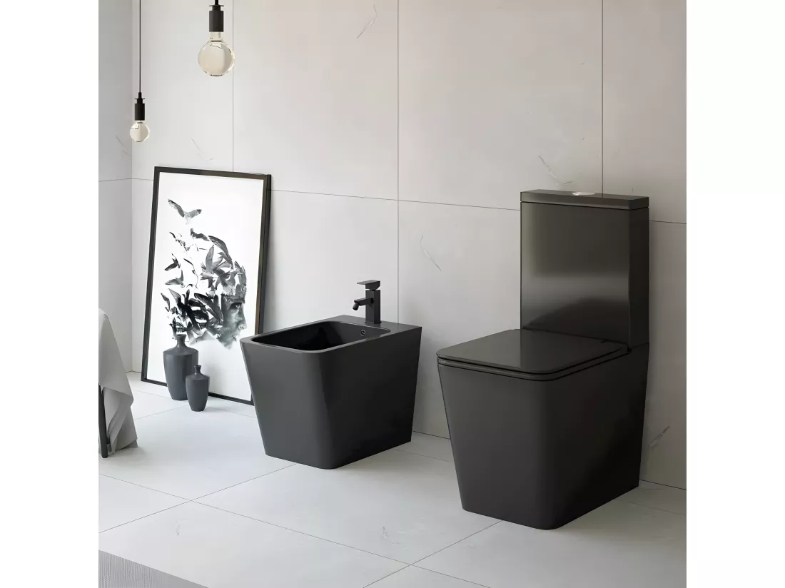 Toilette WC à poser PISA en céramique noir mat