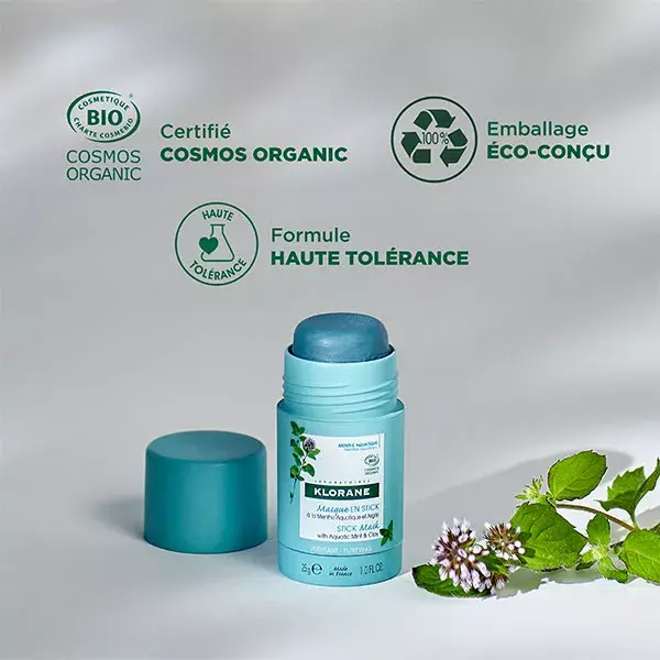 Máscara Purificante Klorane Aquatic Mint em Bastão Orgânico 25g