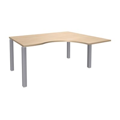 Bureau compact EXPRIM - L180 cm - Retour droite - Plateau imitation Chêne clair - Pieds alu (Pieds de renfort obligatoire à rajouter - non inclus)