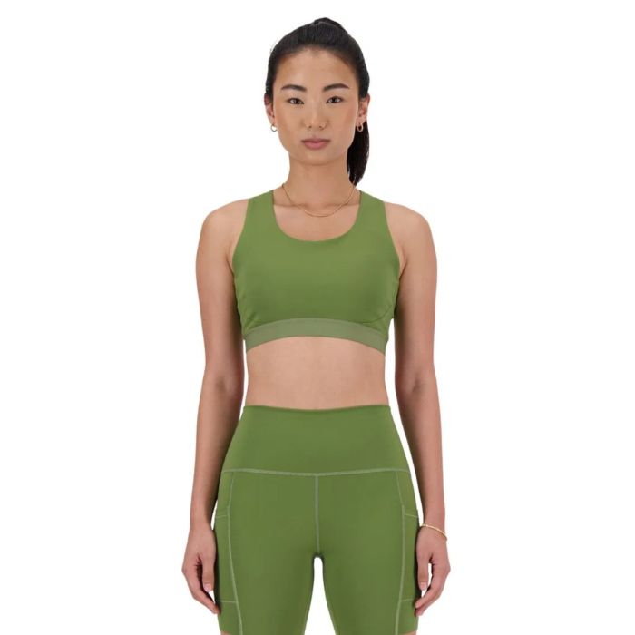 New Balance Dame BH NB Sleek Medium Support Pocket Sports Bra Grøn