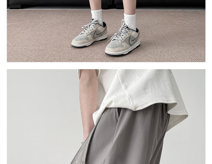 purplelouve - Mid Rise Plain Grommet Shorts