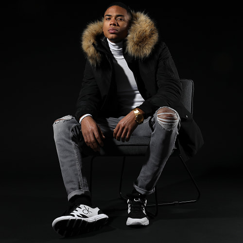Parka Tech Premium Avec Fourrure Beige 0022 Noir