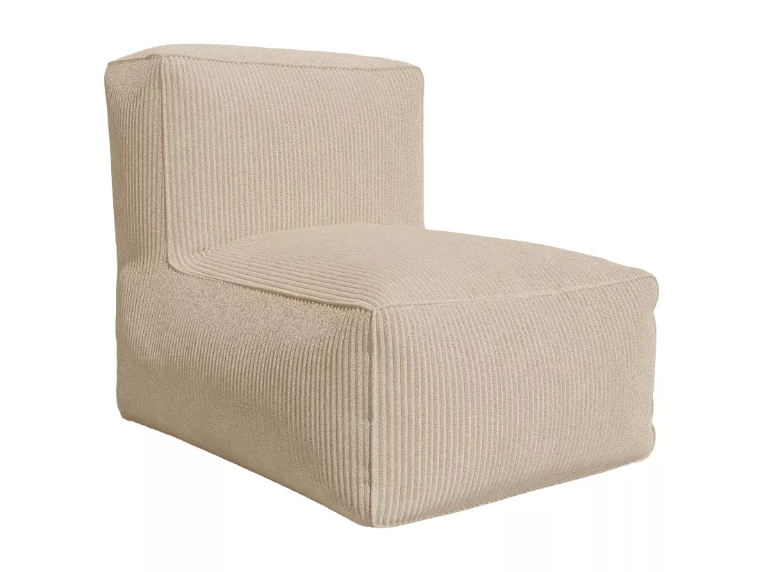 Canapé modulable avec fauteuil et pouf en velours côtelé beige NOUMARA
