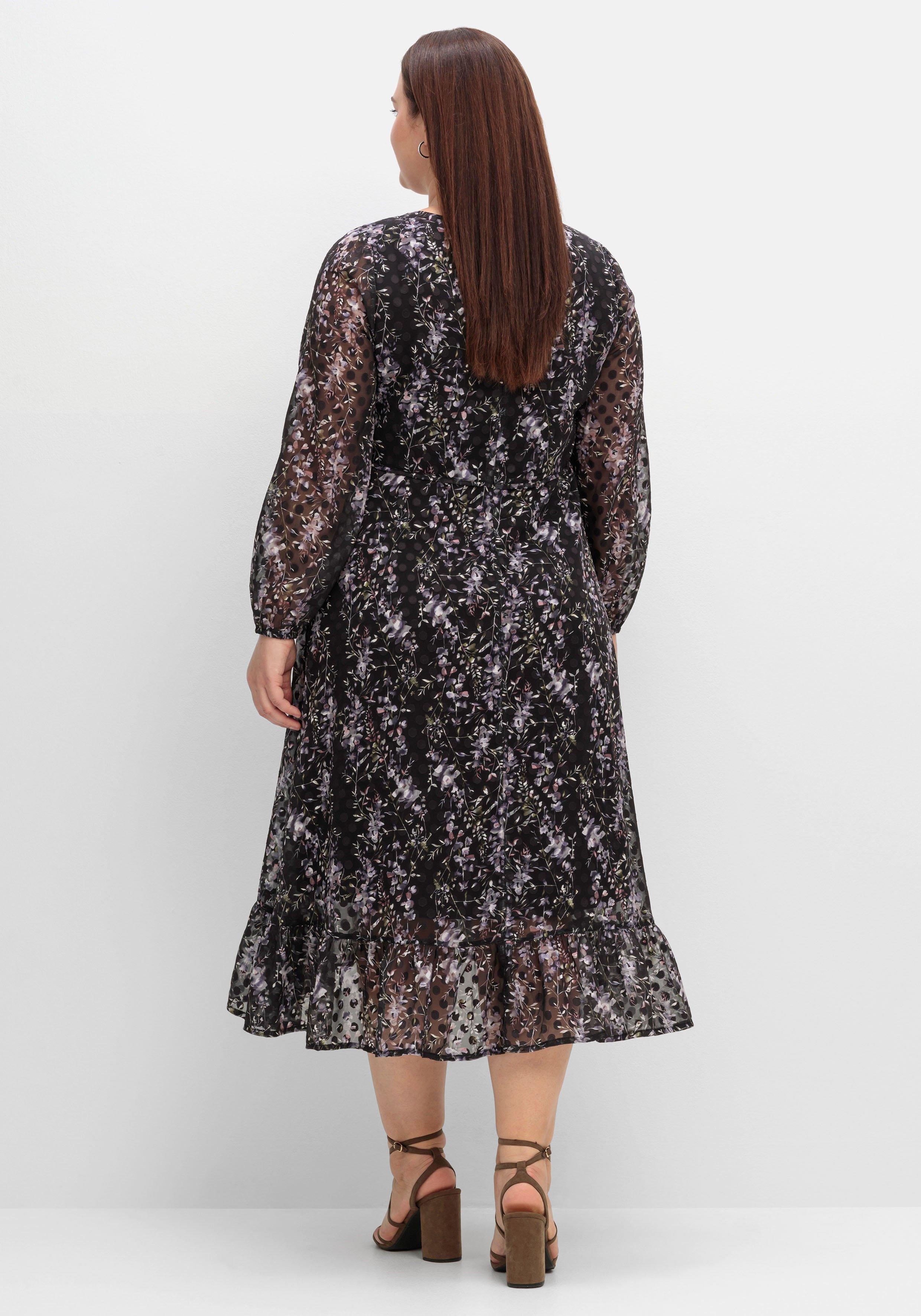 Gefüttertes Chiffonkleid im Mustermix