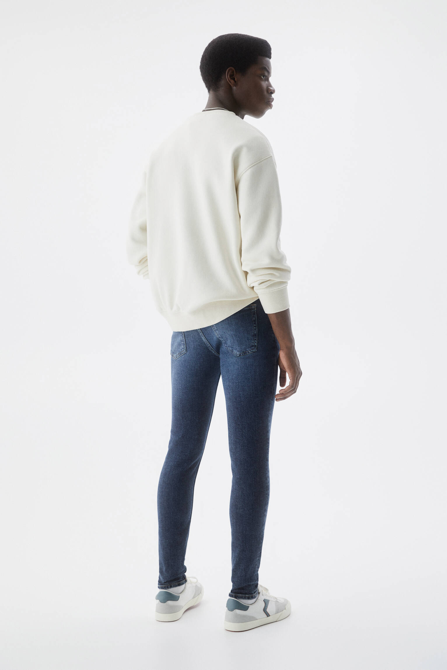 Calça jeans skinny com elástico - Azul marinho