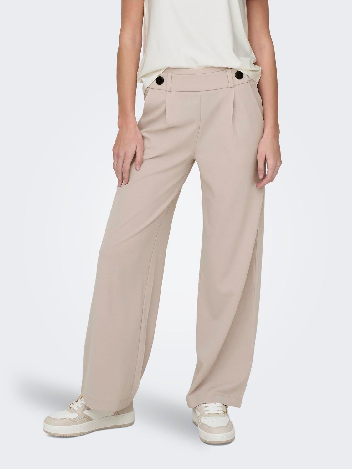 JDYGEGGO Mittlere Taille Weiter Beinschnitt Hose mit weitem Beinschnitt Chateau Gray