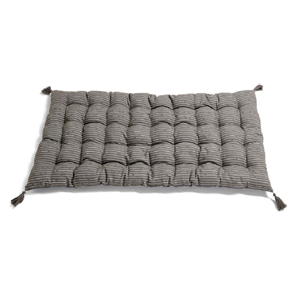 Matelas de sol 120x60cm pompons polycoton gris