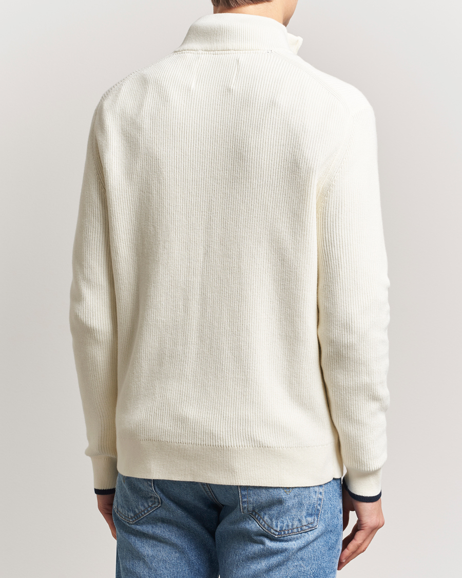 GANT Ribbed Cotton Half Zip Cream