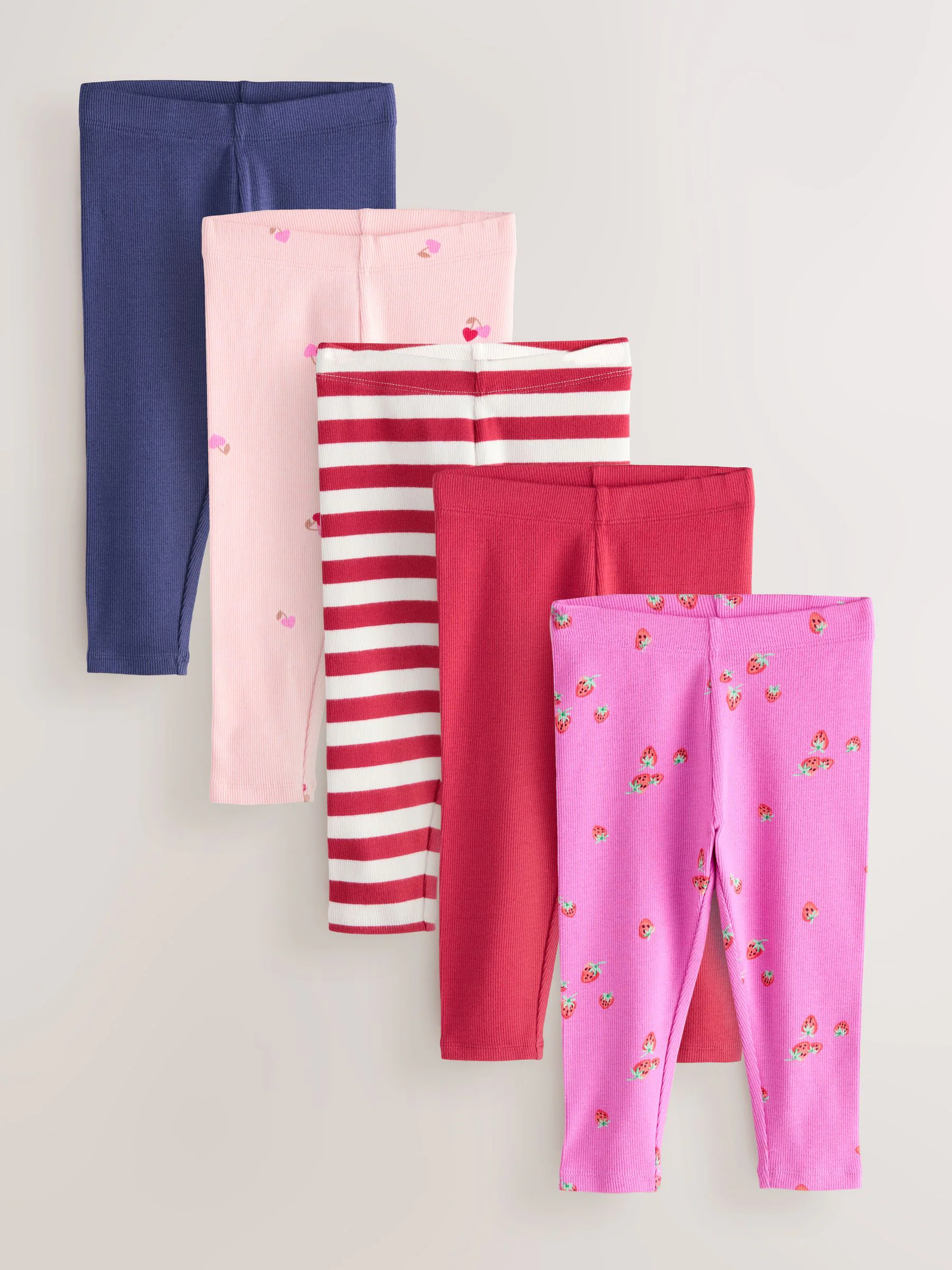 Roze - Verpakking van 5 geribbelde Leggings (3mnd -7jr)