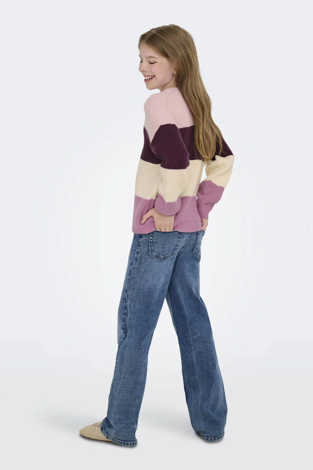 KIDS ONLY GIRL trui gebreid donkerrood/roze/ecru