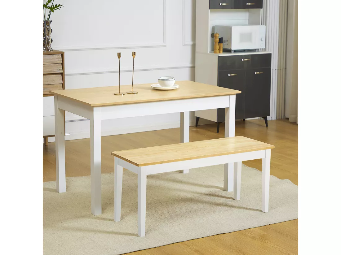 Banc 2 personnes dim. 102L x 36l x 45H cm bois de pin blanc