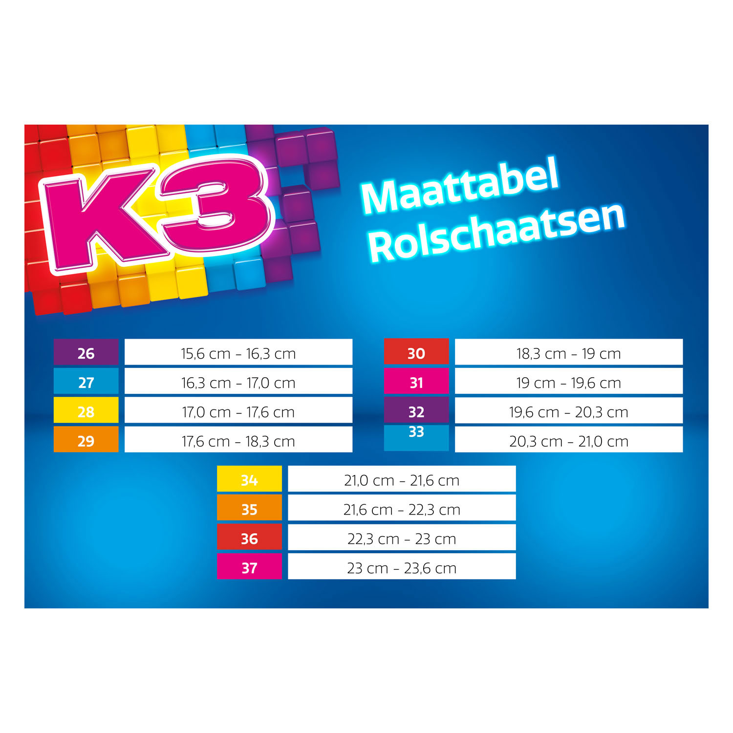 K3 Rolschaatsen Regenboog, maat 26-29