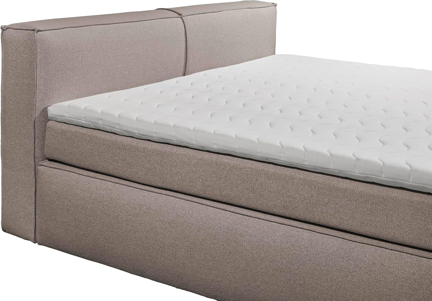 Boxspringbett Sandon Familienbett 240x200 in Stone – Duo-Wendematratze H3/H4 mit 7-Zonen-Tonnentaschenfederkern, 6 cm Topper & komfortable Liegehöhe 70 cm