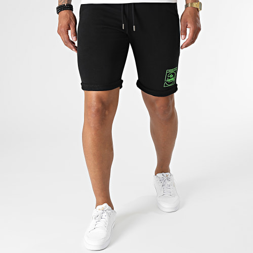 Short Jogging La Laverie Noir Vert Fluo