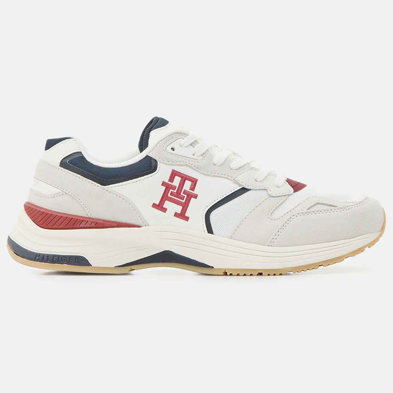 Tommy Hilfiger Baskets running en Cuir Modern Prep écru/marine/rouge