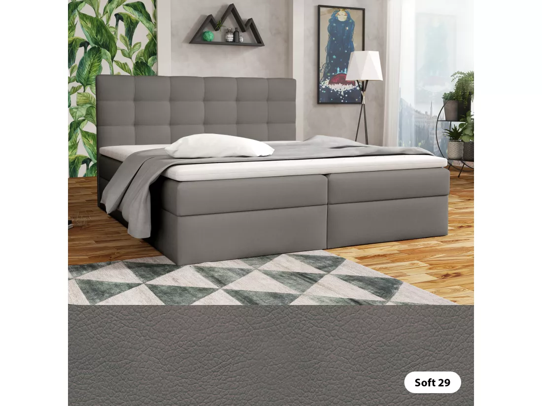 LIT BOXSPRING avec coffre de lit Glame 140x200 cm, Soft 29 (Gris)