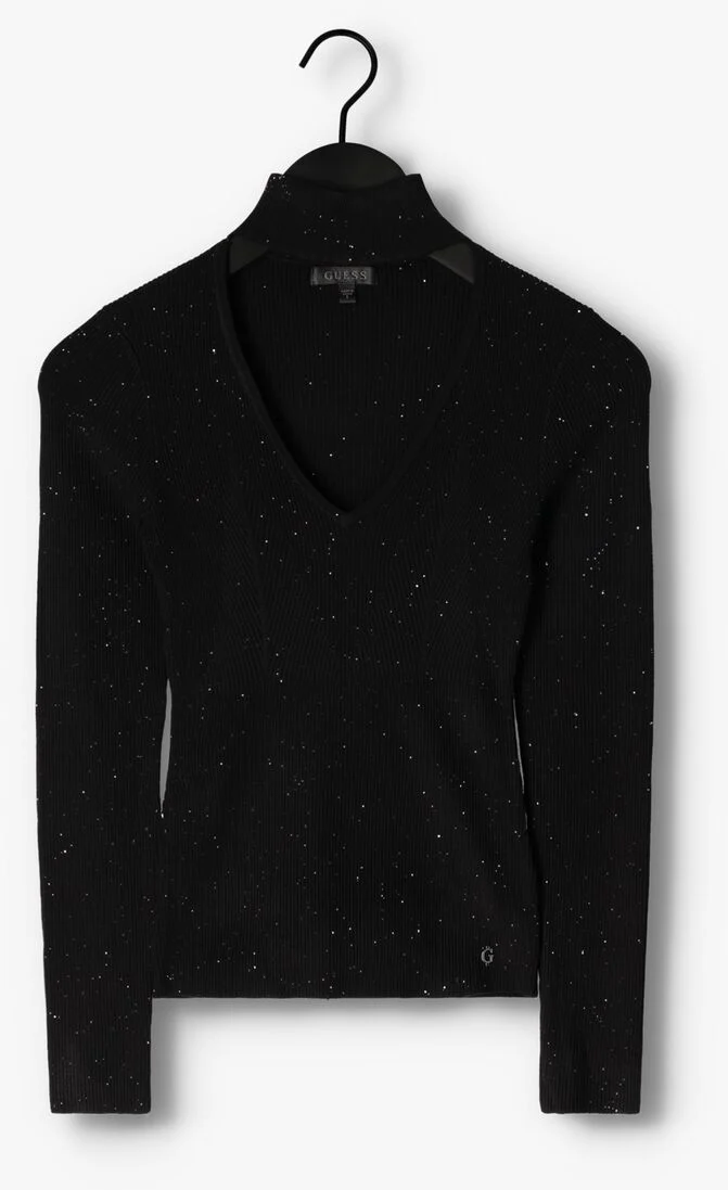 GUESS zwarte guess  ls micro sequin rib lea swtr