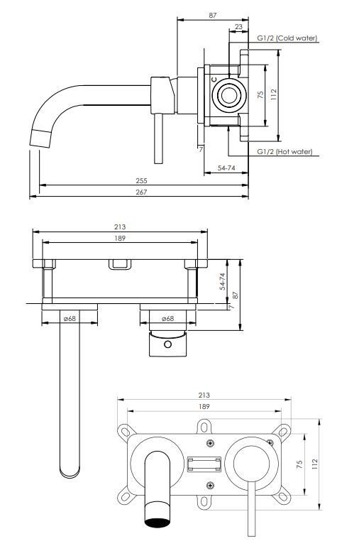 Brauer Chrome Edition ColdStart wastafelkraan inbouw gebogen uitloop en rozetten model A1 chroom