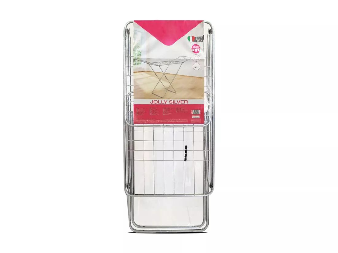 Séche-linge avec ailes, séchoir à linge, étendoir pliable 18 m d'étendage coloris gris - Longueur 180 x Profondeur 55 x Hauteur 96 cm