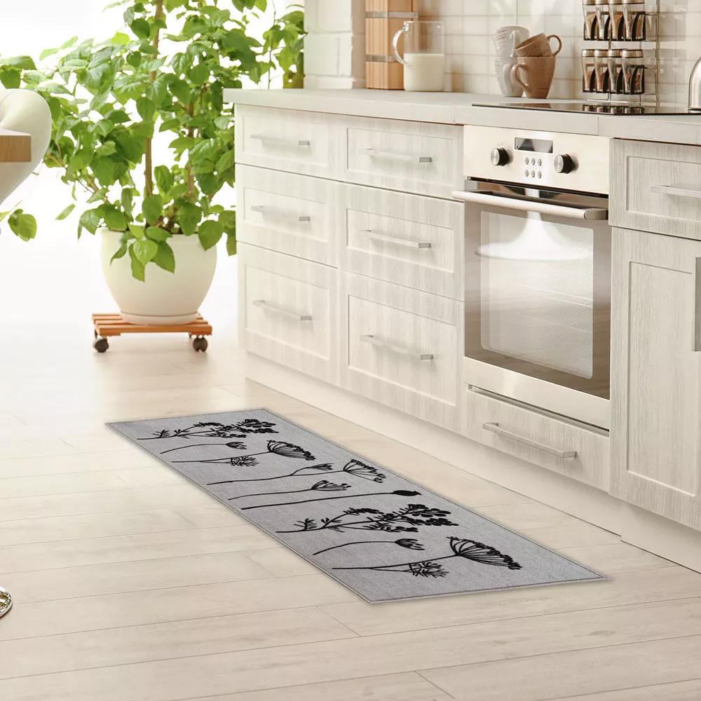 NO MARK Tapis Imprimé Gris Luance 50x120cm Herbier