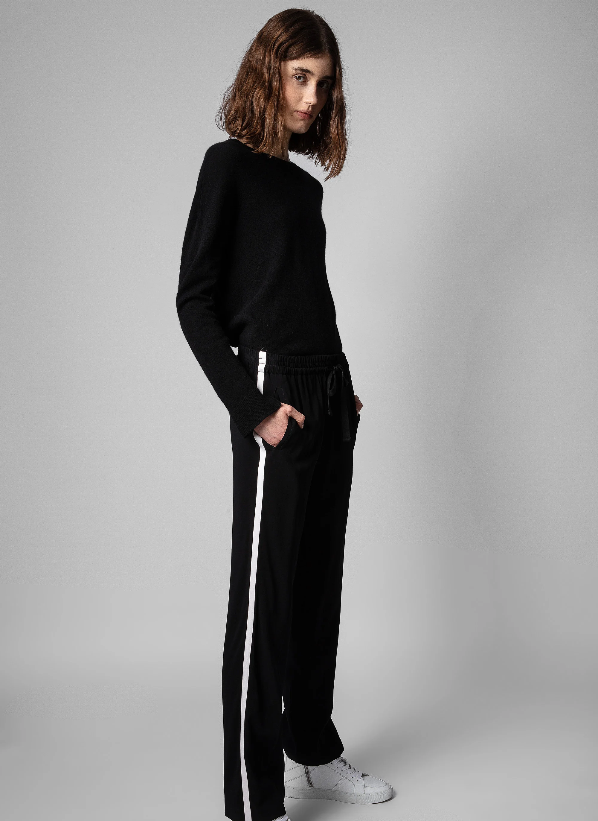 CICI - Pull col rond en cachemire | Noir