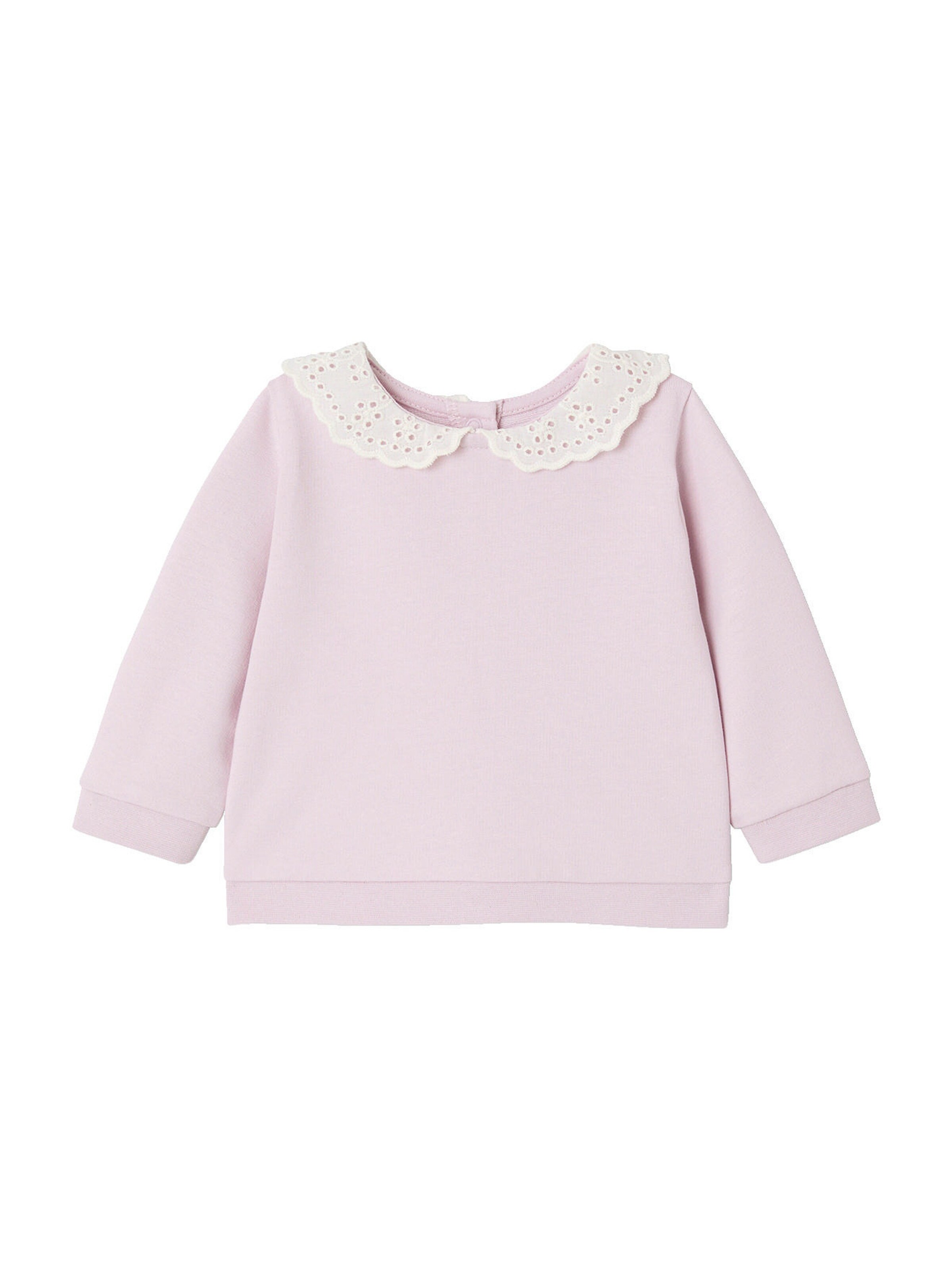Vertbaudet Bio-Kollektion: Baby Sweatshirt mit besticktem Kragen rosa