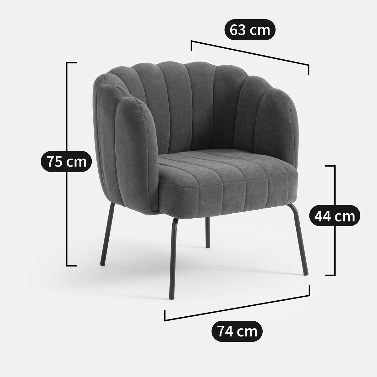 LA REDOUTE INTERIEURS<br>Poltrona baixa de veludo Douna