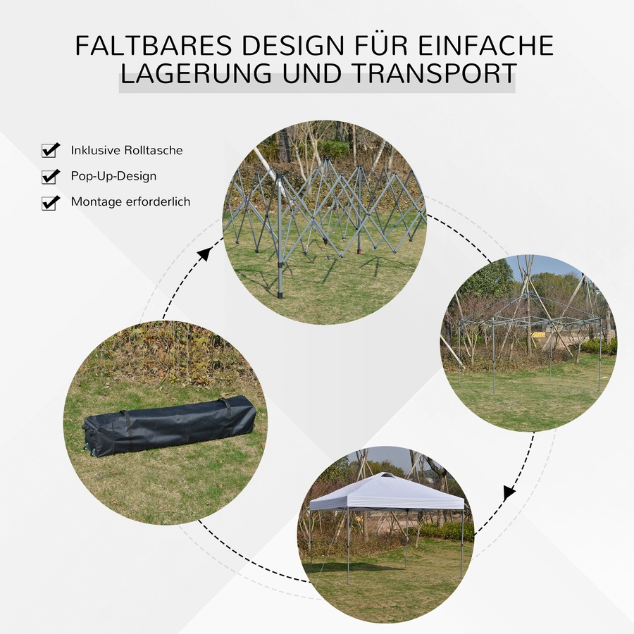 Outsunny Pop-Up-Pavillon zusammenfaltbar weiß