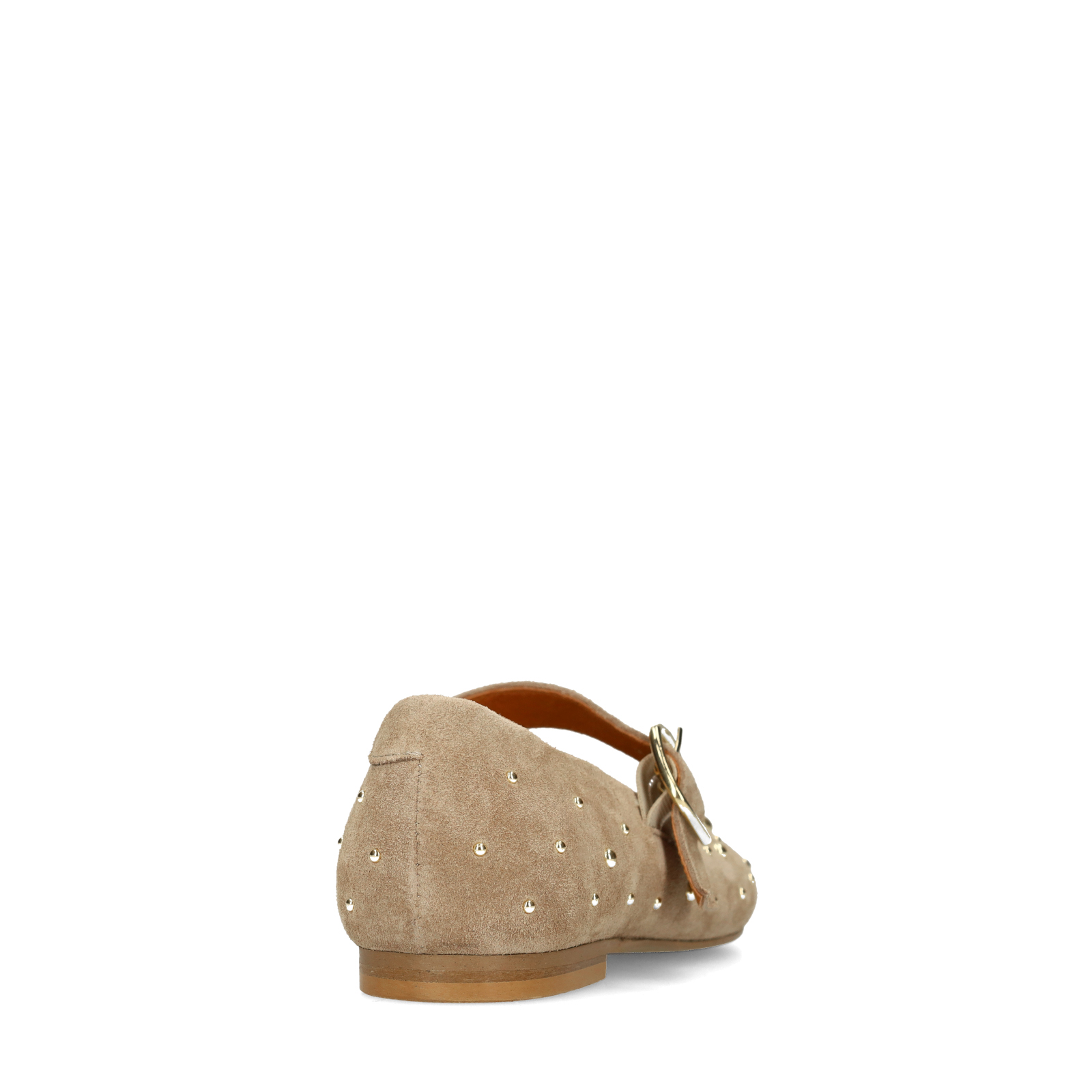 Beige suède loafers met studs