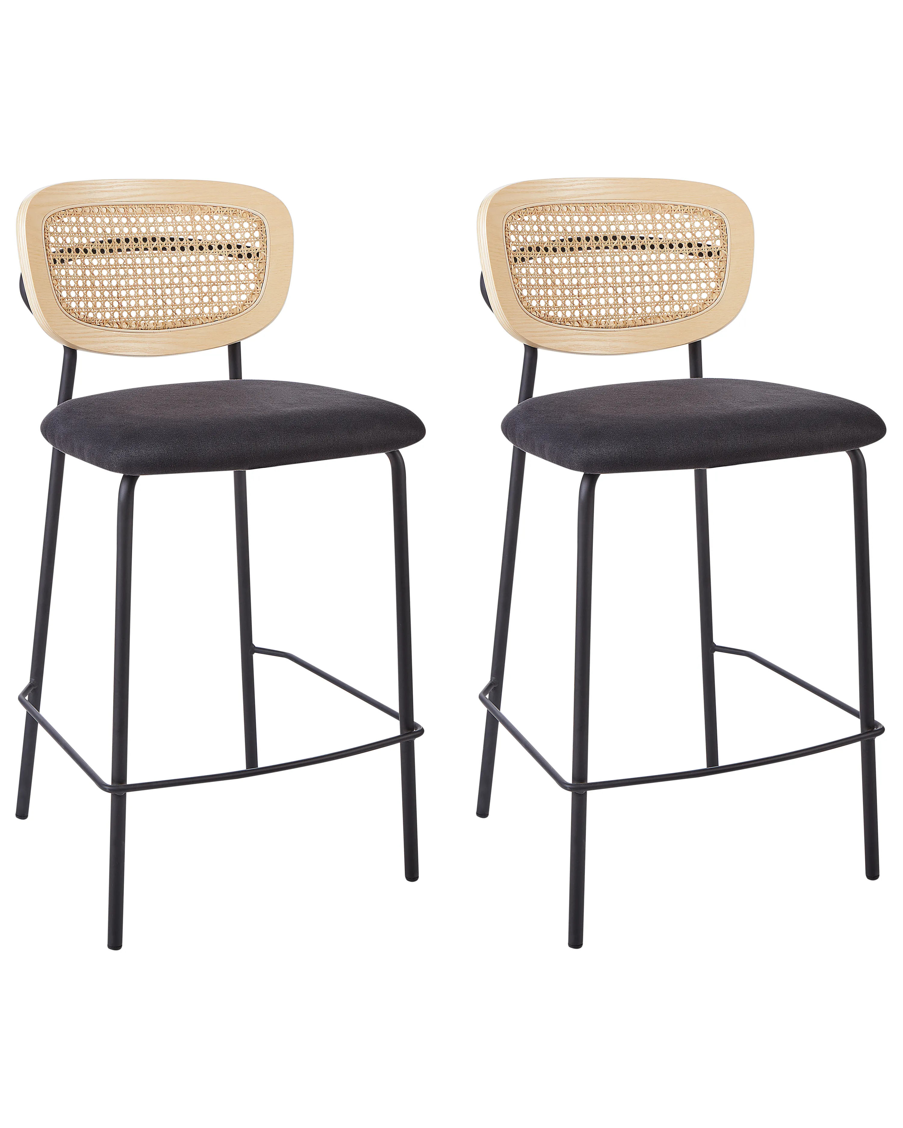 Set van 2 barstoelen MAYETTA Rotan Zwart