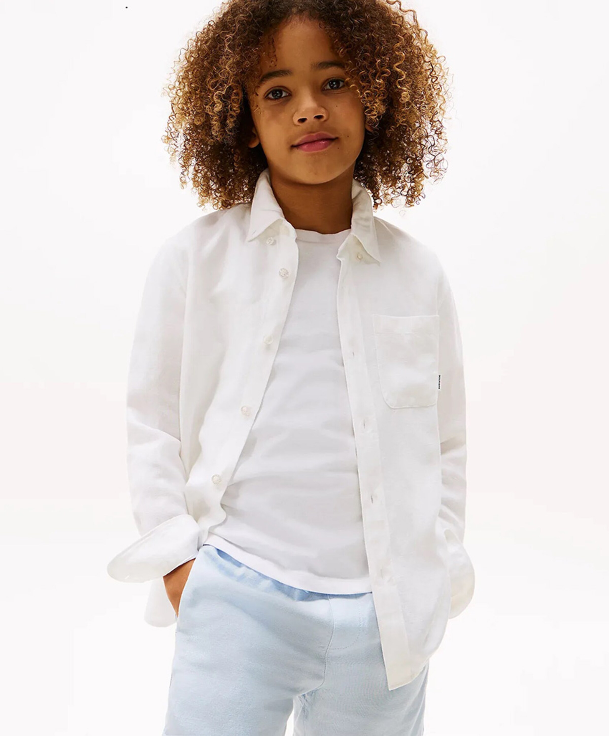 Tommy Hilfiger Jongens overhemd lange mouw wit