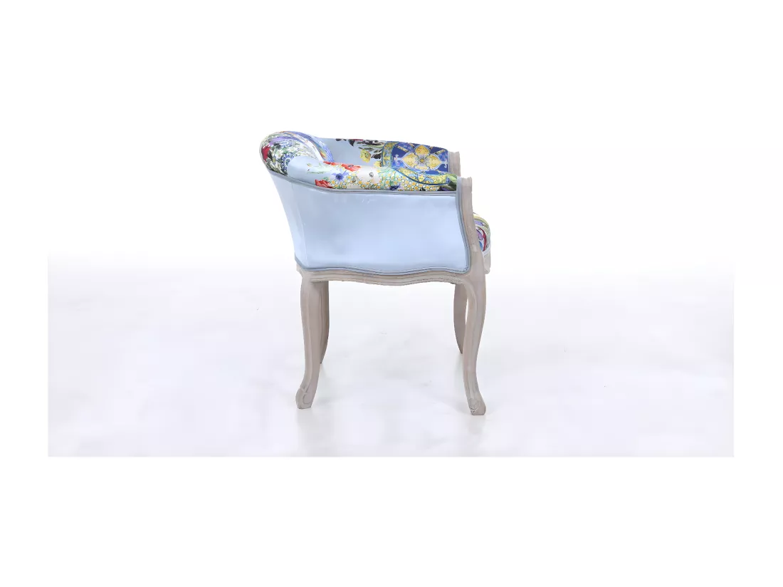 ESPERANZA - Fauteuil en velours à motifs baroques multicolores