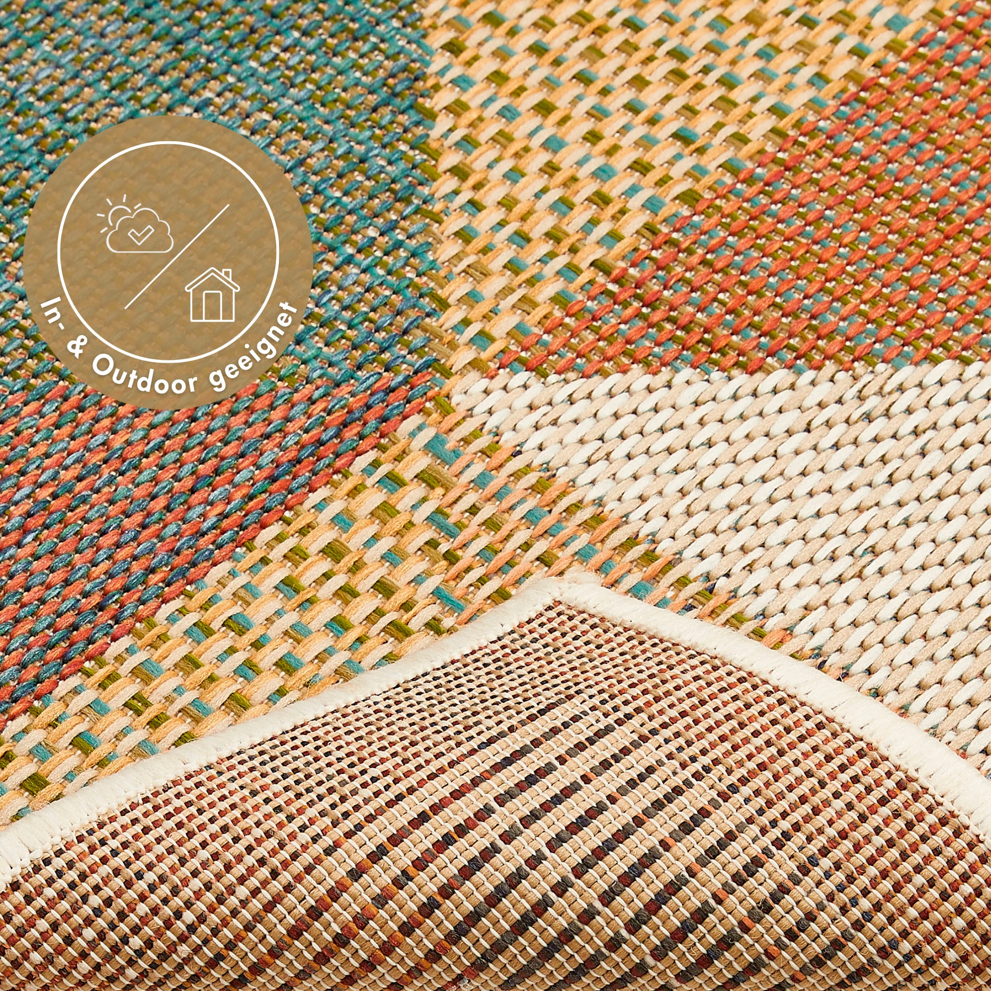 Andiamo Teppich »Sedona Dreieck« rechteckig 6 mm Höhe Flachgewebe, modernes Design, In- und Outdoor geeignet