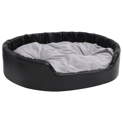 Sofá oval acolchoado antiderrapante para cães Vidaxl, preto e cinza.