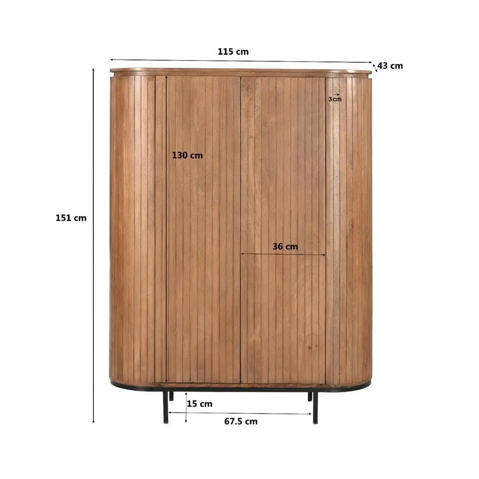 Livingfurn Kabinetkast Noor Naturel 150cm Mangohout