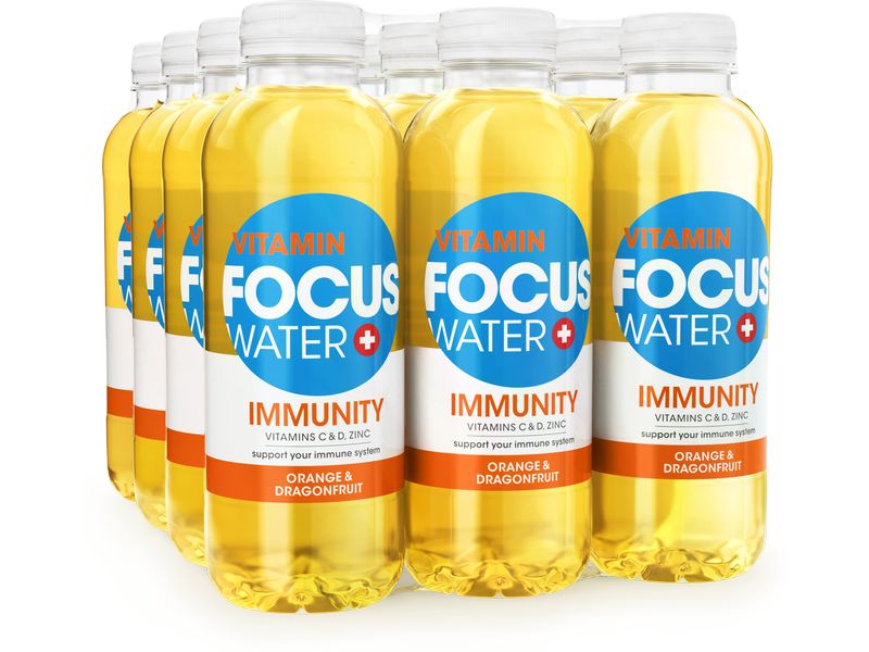 FOCUS WATER Immunity Orange & Drachenfrucht 12 x 0.5 l Schweizer Vitaminwasser