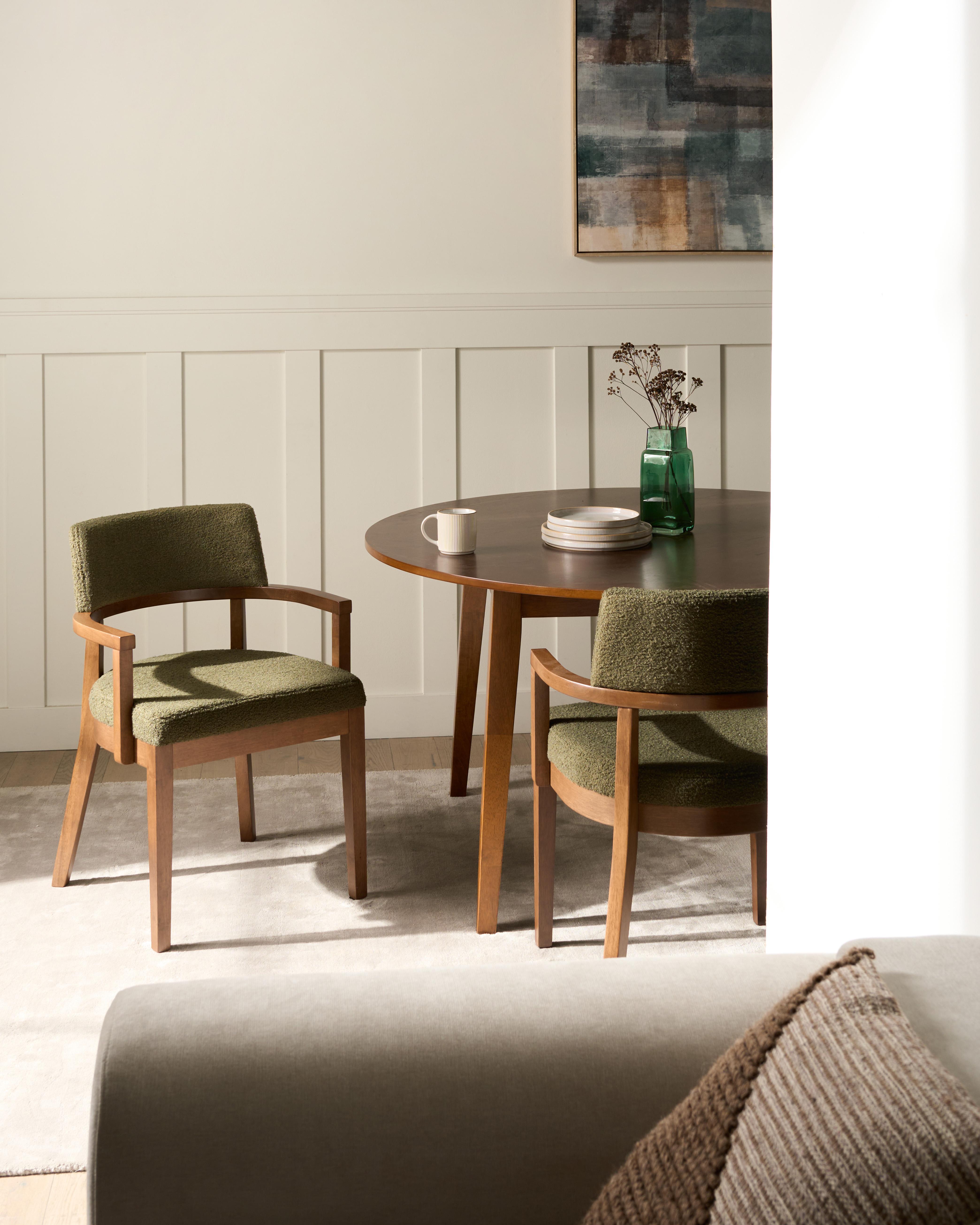 Set van 2 eetkamerstoelen DALBO Bouclé Donkerbruin/groen