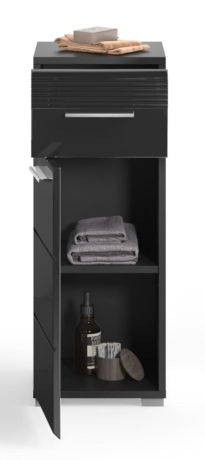 Unterschrank Linus Schwarz Hochglanz 30x80x31 cm