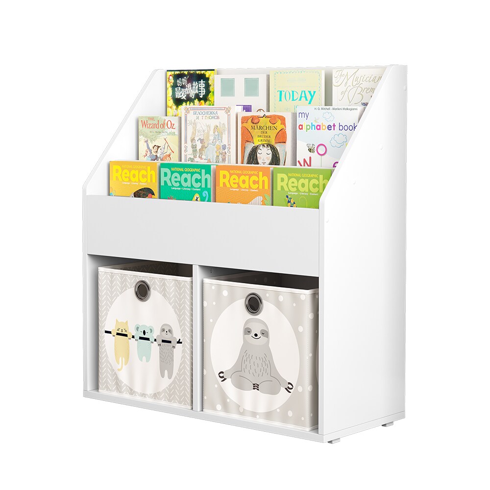 Vicco Kinder Bücherregal Conny 72 x 79 cm, Weiß, Kinderregal mit großen Ablagen