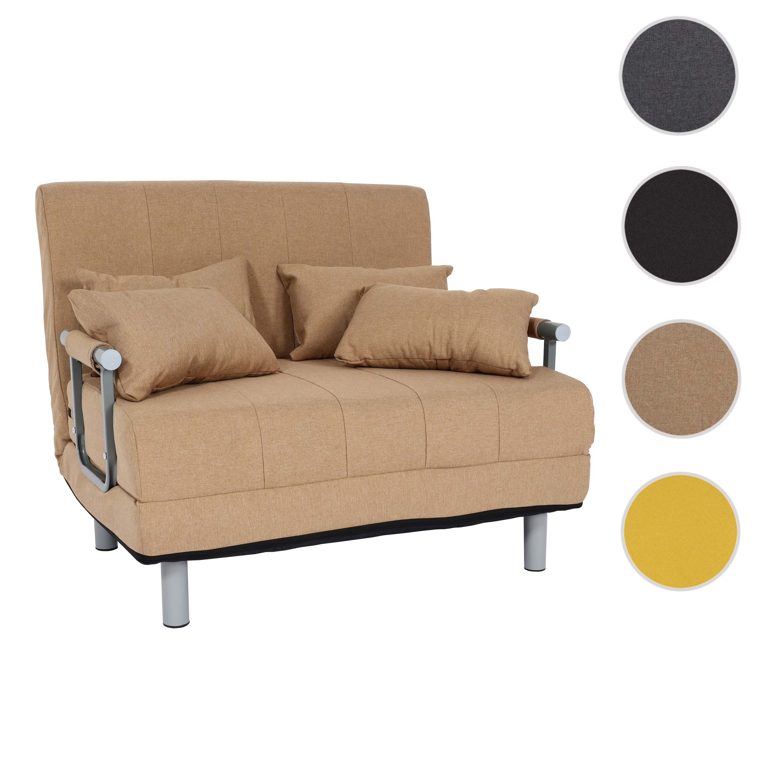 Schlafsessel MCW-K29, Klappsessel Schlafsofa Gästebett Relaxsessel, Liegefläche 186x97cm Stoff (270g/m²) ~ creme-beige