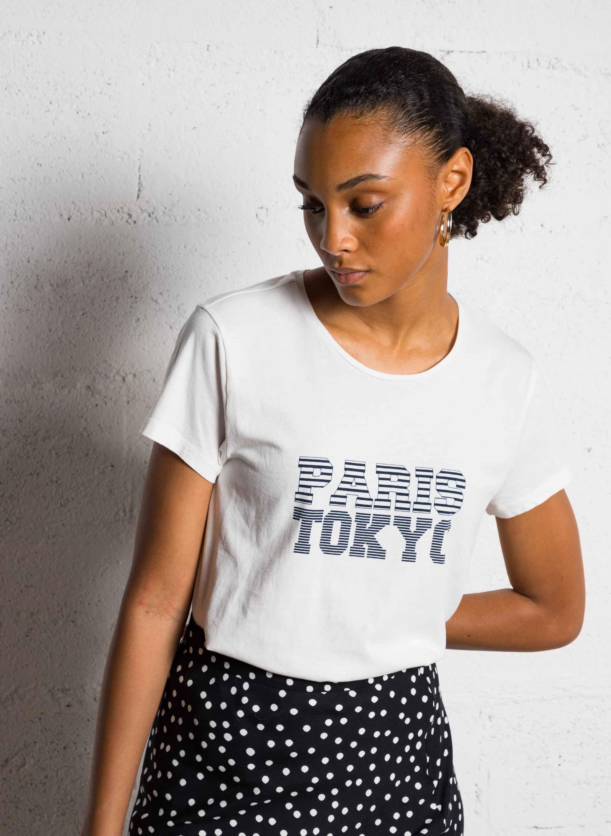 Tee-shirt col rond en coton | Blanc