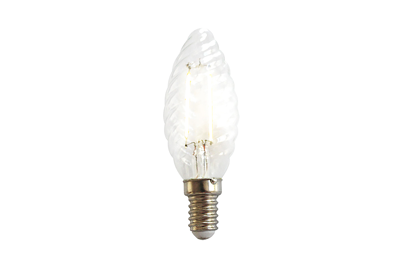 Mignon LED-lyspære E14 Klart rillet glass med E14-sokkel og varmhvitt lys. Ikke dimbar. 180lm.