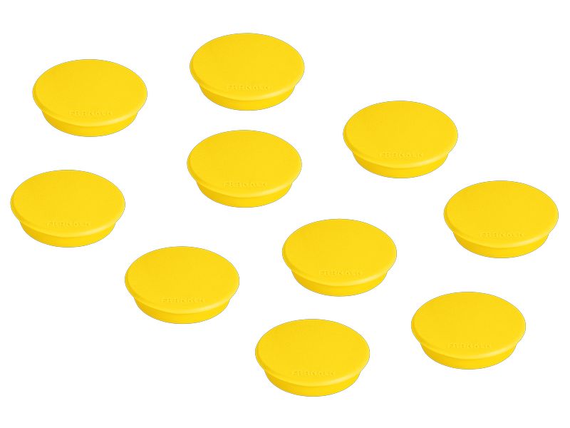 Franken Haftmagnet Ø 24 mm, 10 Stück, Gelb Signalmagnete für die Anwendung auf Plantafeln und zur Anbringung von Notizen